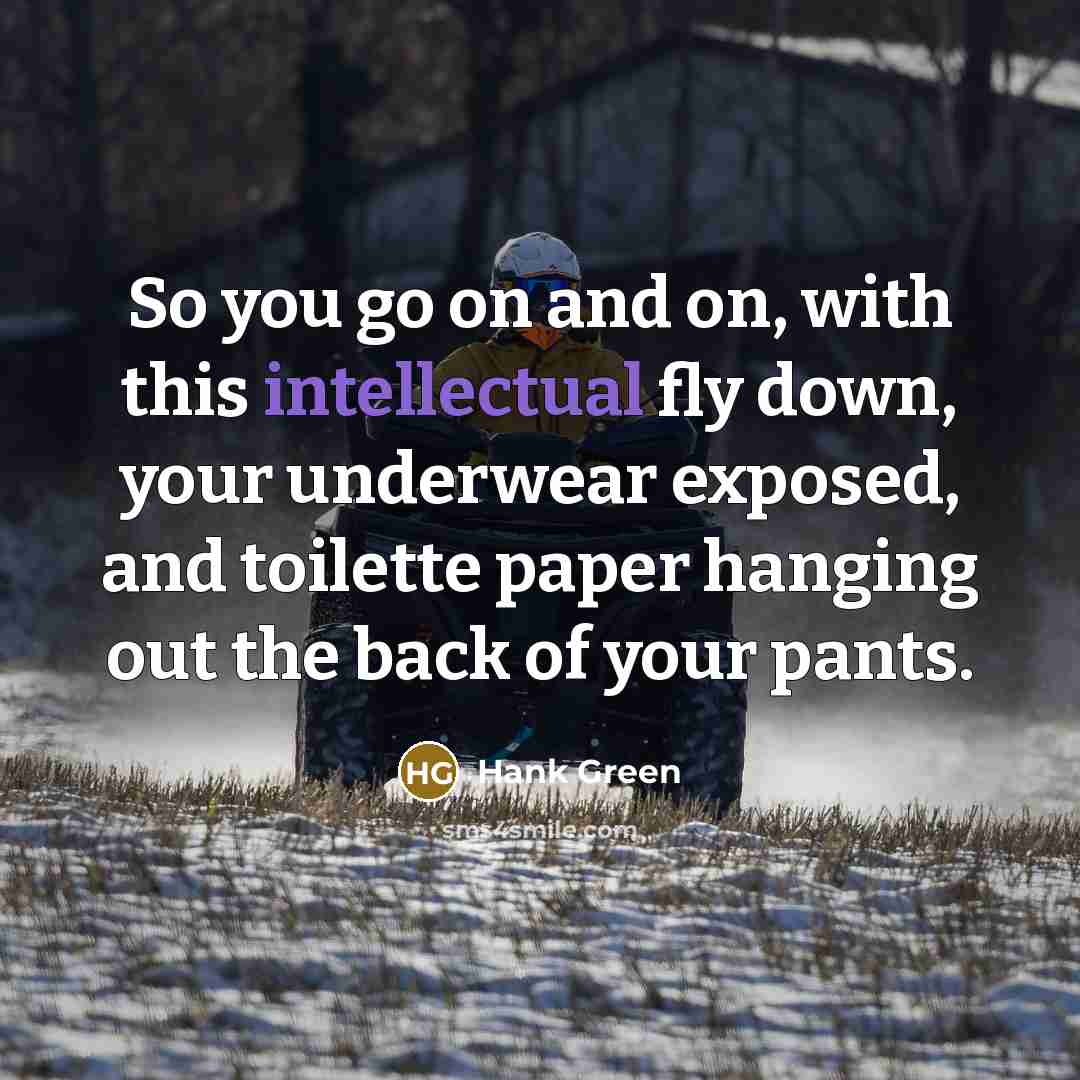 “So you go on and on, with this intellectual fly…” quote by Hank Green