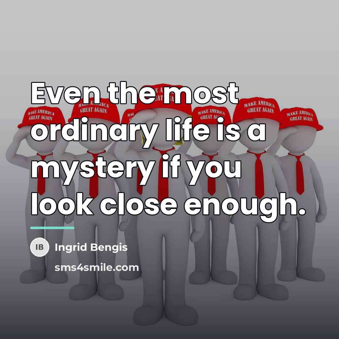 “Even the most ordinary life is a mystery if you…” quote by Ingrid Bengis