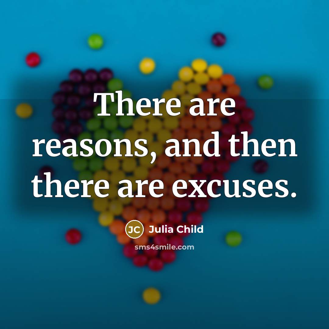 “There are reasons, and then there are excuses.…” quote by Julia Child