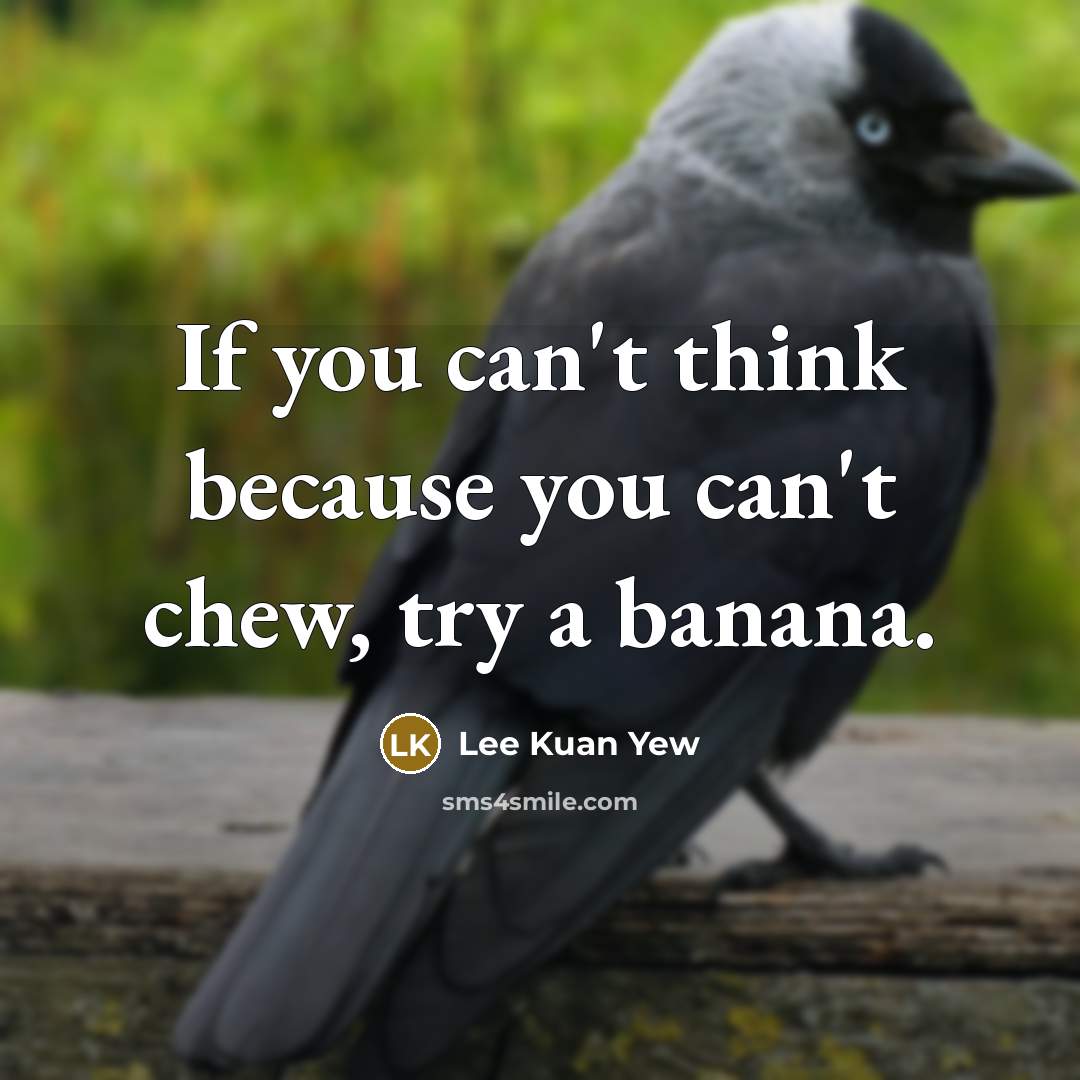 “If you can't think because you can't chew, try a…” quote by Lee Kuan Yew