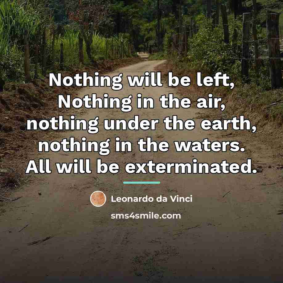 “Nothing will be left, Nothing in the air, nothing under…” quote by Leonardo da Vinci