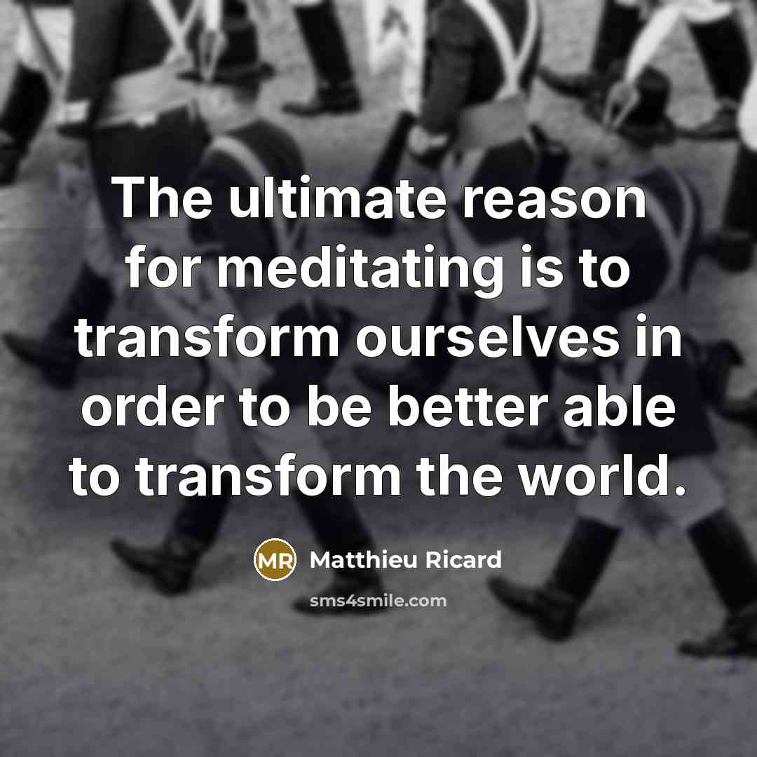“The ultimate reason for meditating is to transform ourselves in…” quote by Matthieu Ricard