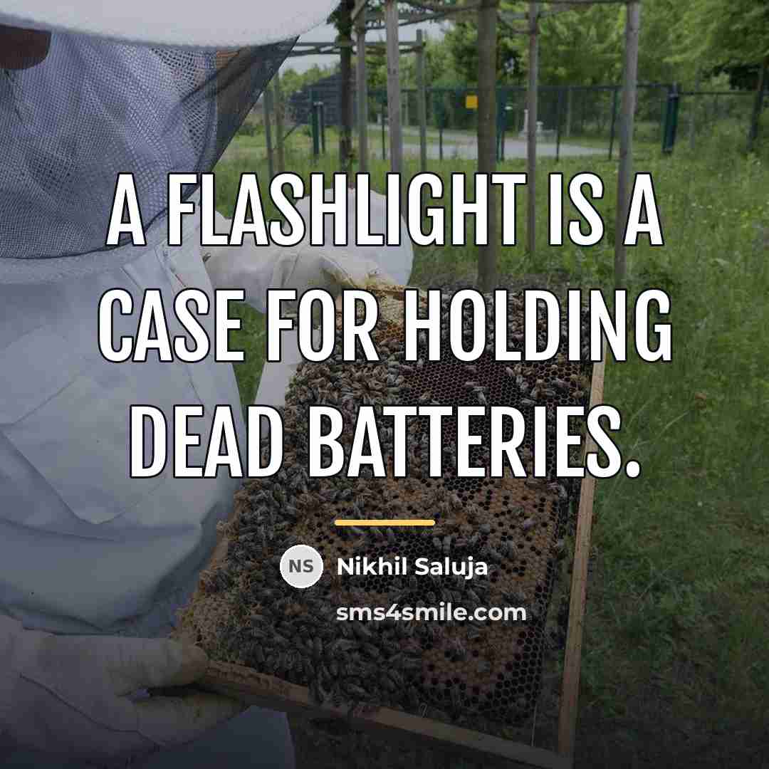 “A flashlight is a case for holding dead batteries.…” quote by Nikhil Saluja