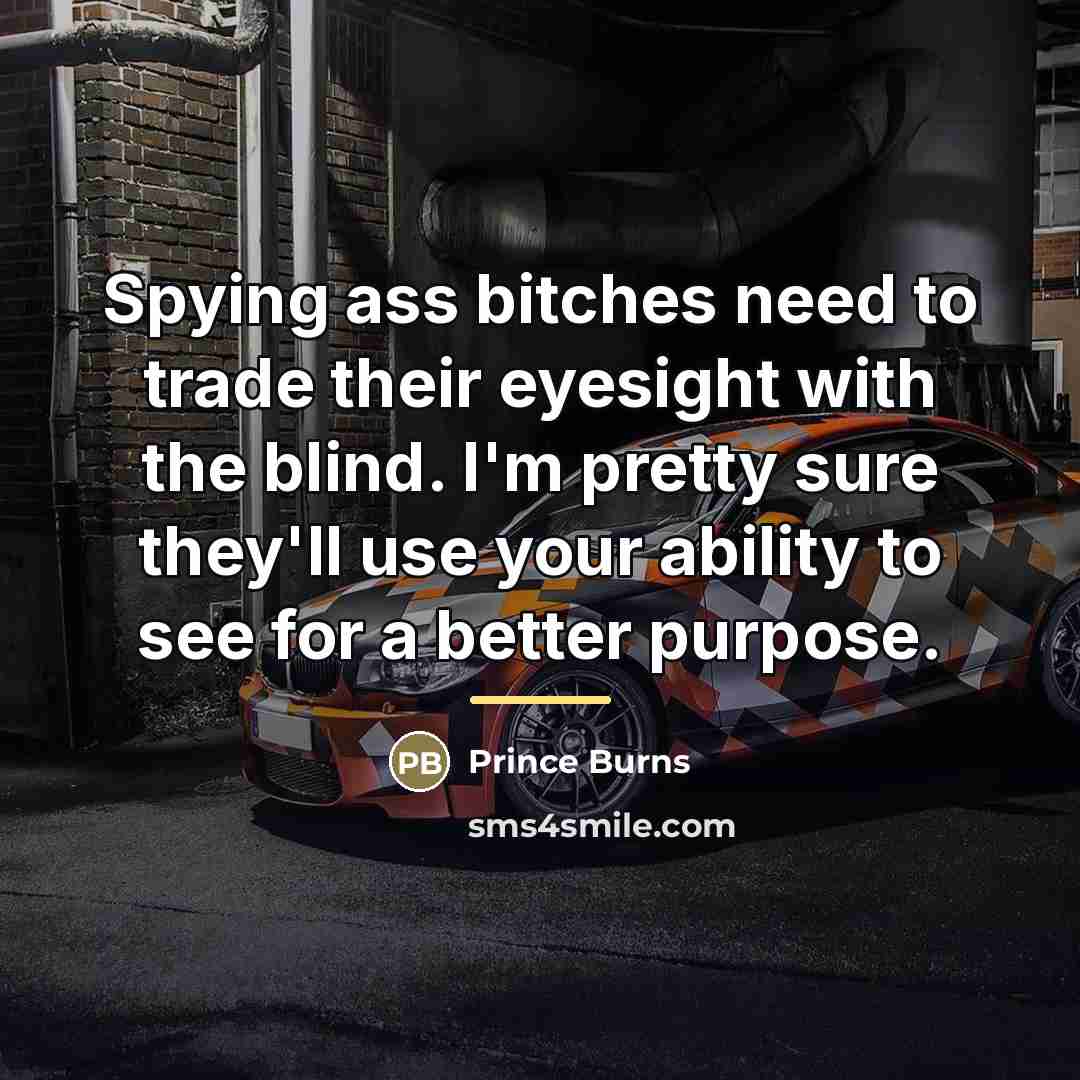 “Spying ass bitches need to trade their eyesight with the…” quote by Prince Burns