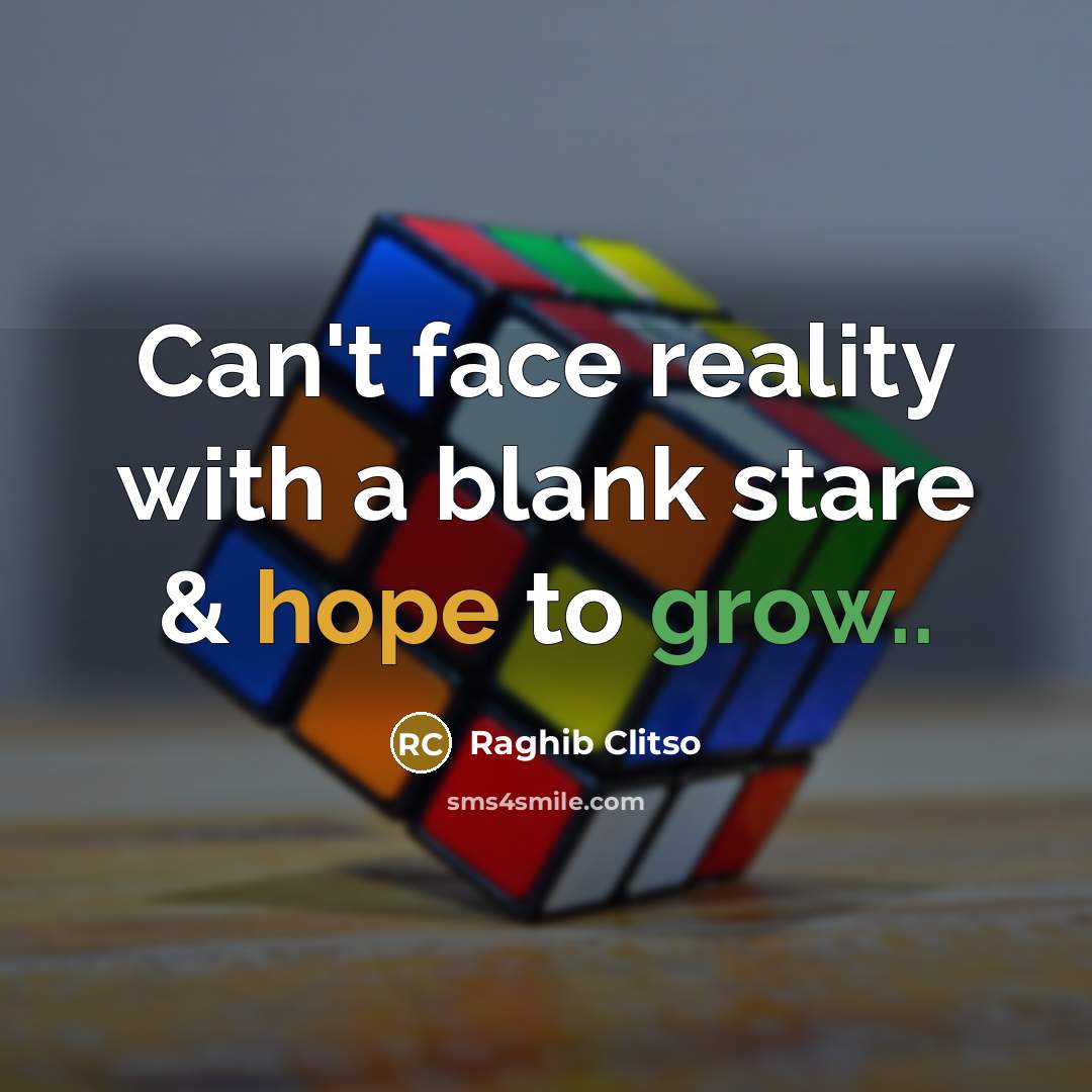 “Can't face reality with a blank stare & hope to…” quote by Raghib Clitso