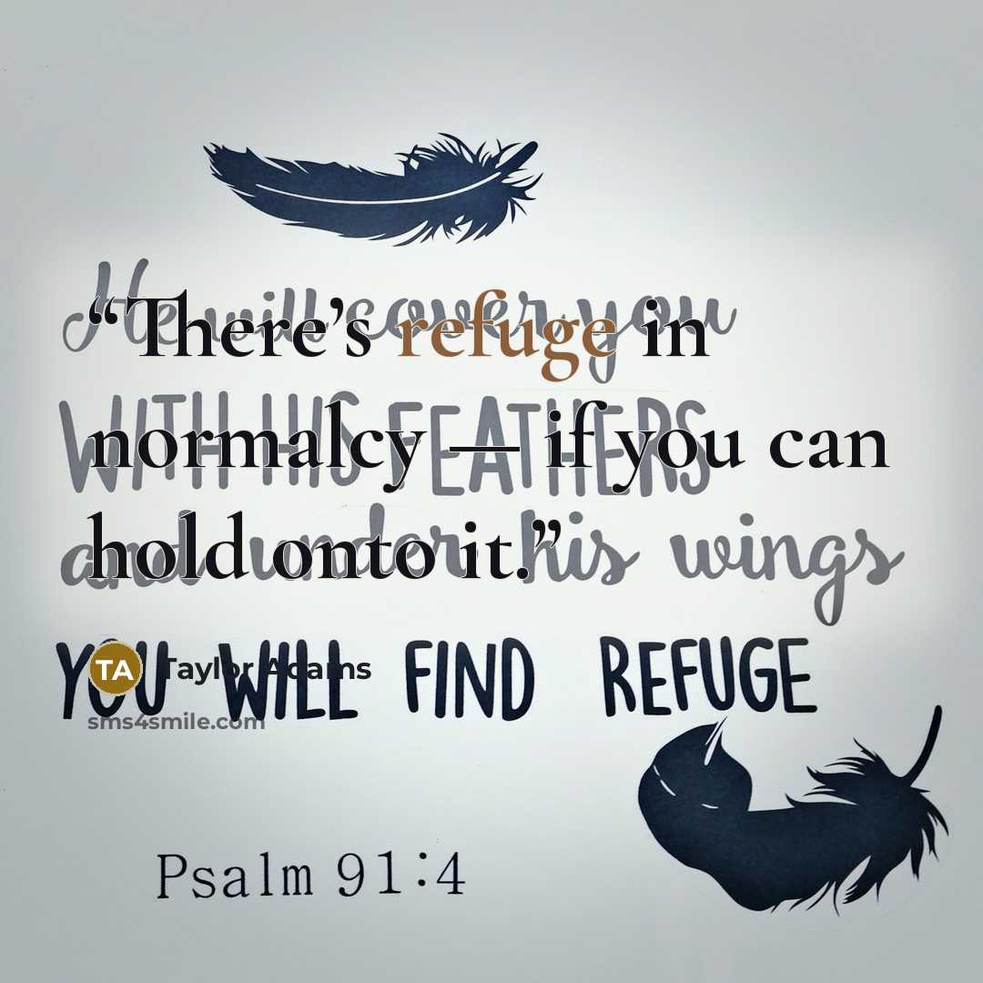 “There’s refuge in normalcy — if you can hold onto it.” quote by Taylor Adams