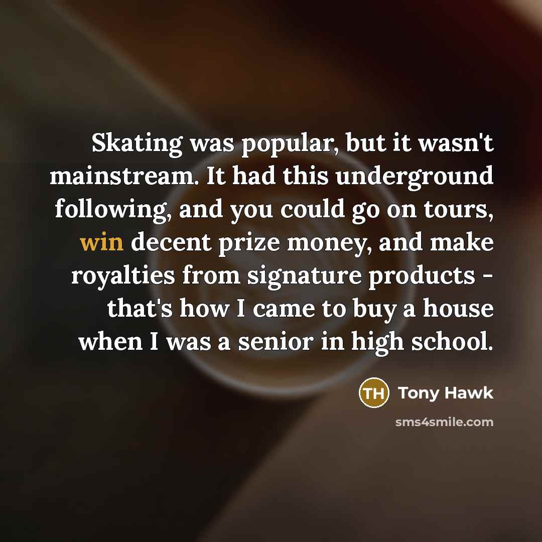 “Skating was popular, but it wasn't mainstream. It had this…” quote by Tony Hawk