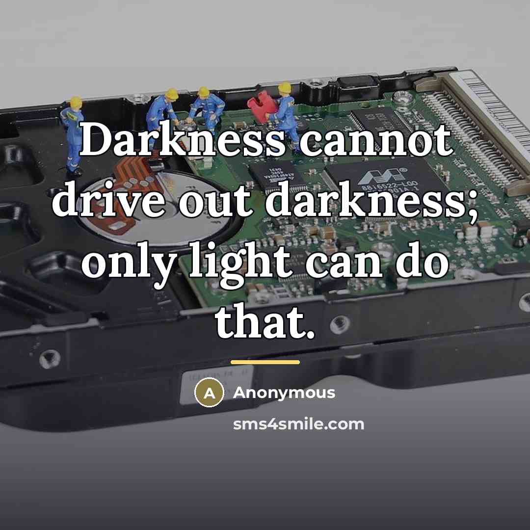 “Darkness cannot drive out darkness; only light can do that.…” quote by Anonymous