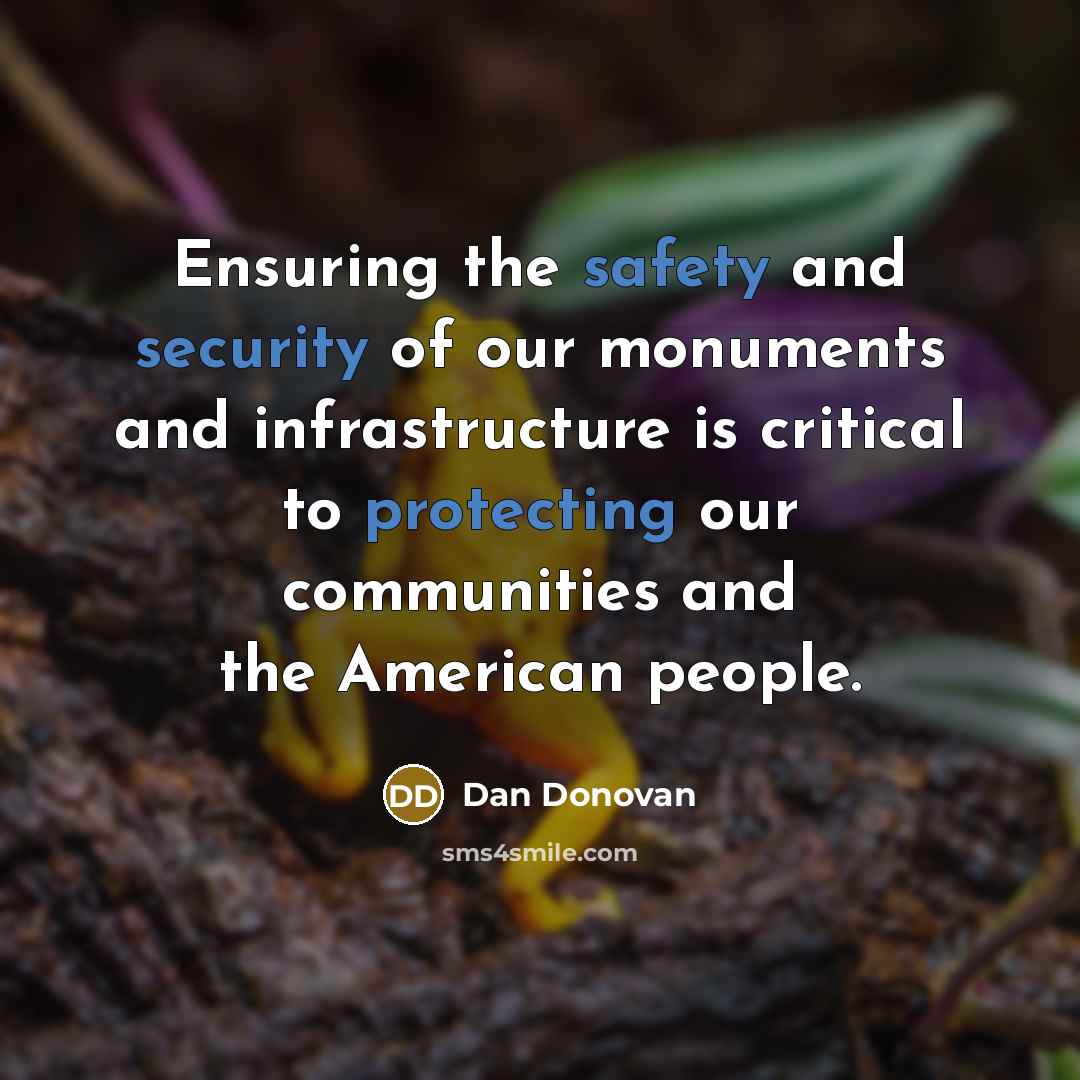 “Ensuring the safety and security of our monuments and infrastructure…” quote by Dan Donovan