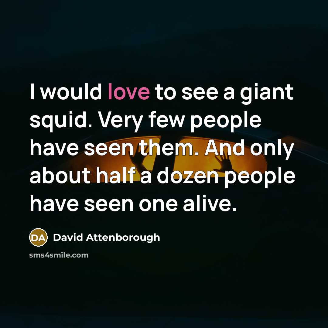 “I would love to see a giant squid. Very few…” quote by David Attenborough