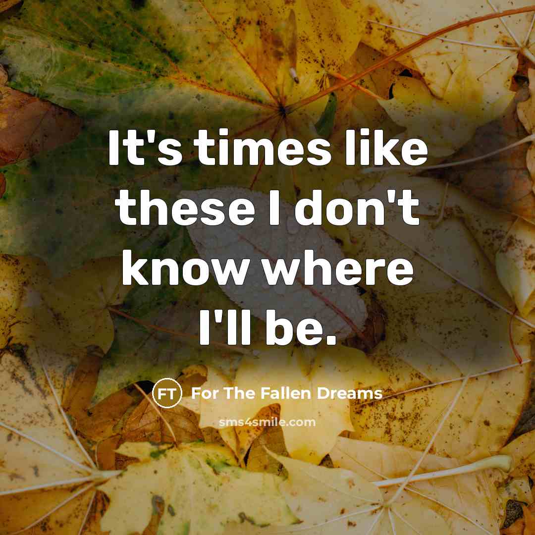 “It's times like these I don't know where I'll be.…” quote by For The Fallen Dreams