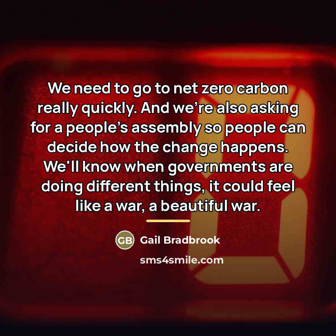“We need to go to net zero carbon really quickly.…” quote by Gail Bradbrook