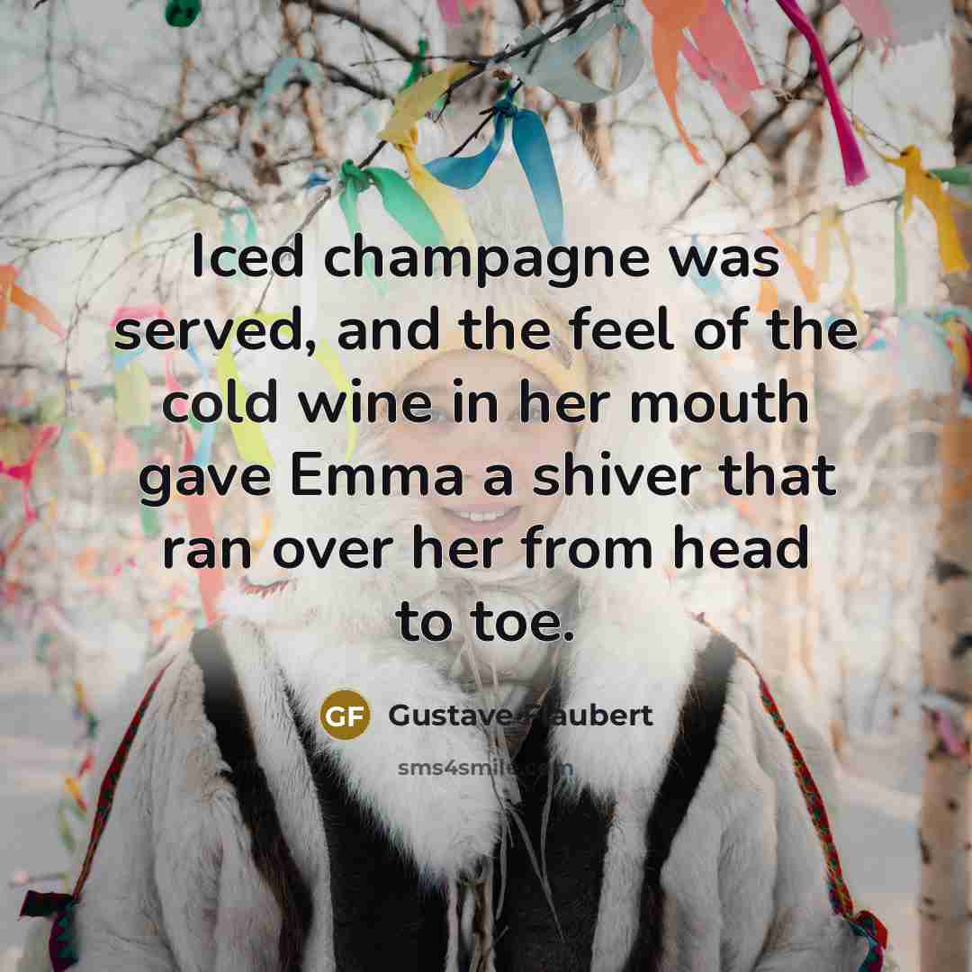 “Iced champagne was served, and the feel of the cold…” quote by Gustave Flaubert