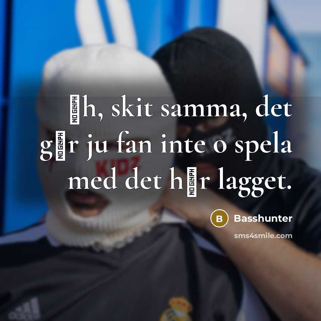 “�h, skit samma, det g�r ju fan inte o spela med det h�r lagget.” quote by Basshunter