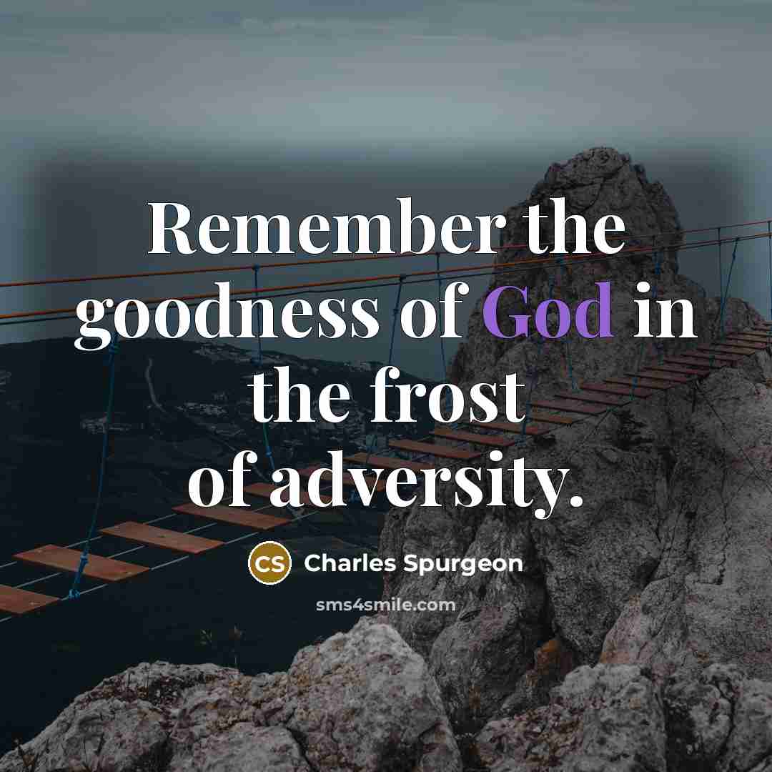 “Remember the goodness of God in the frost of adversity.…” quote by Charles Spurgeon