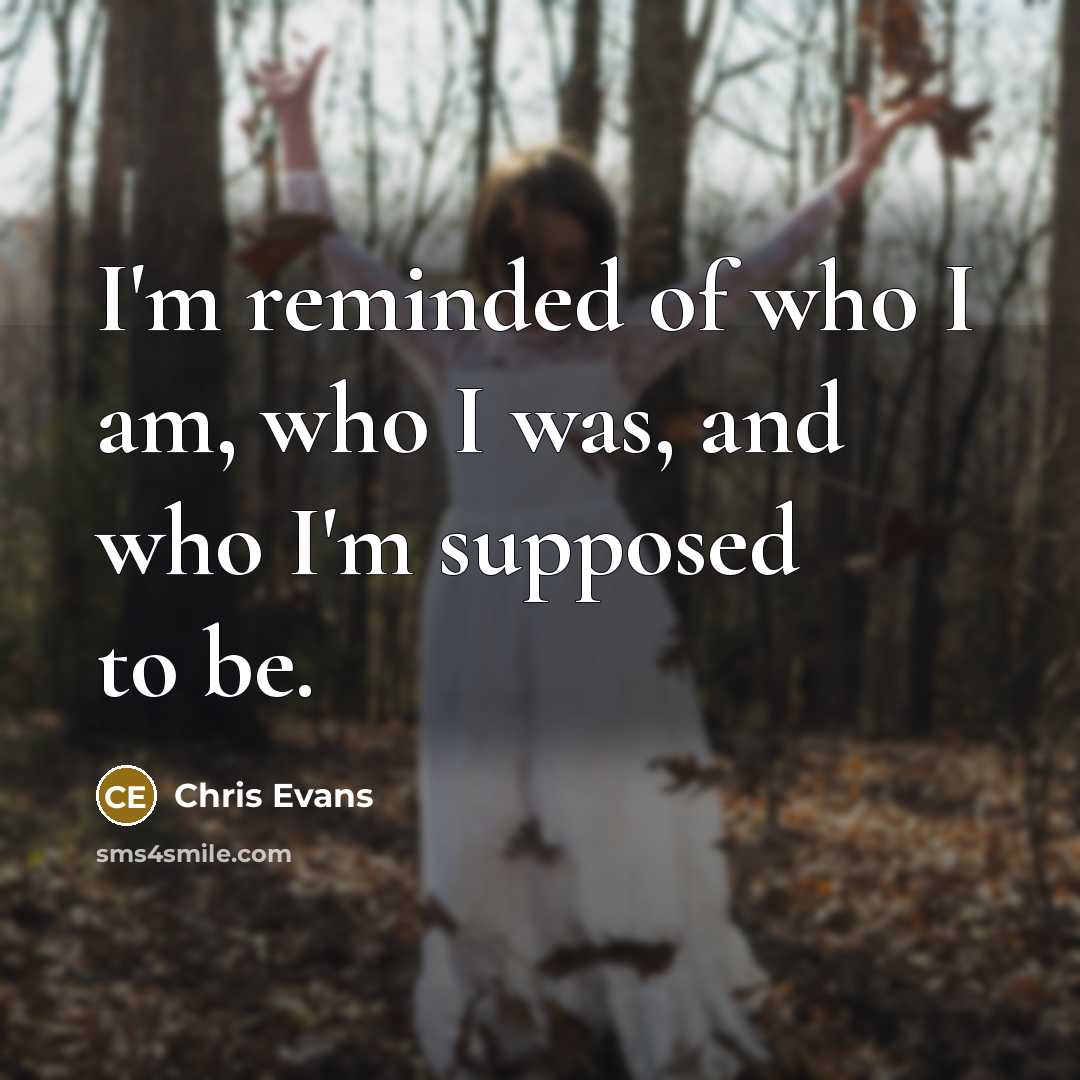“I'm reminded of who I am, who I was, and who I'm supposed to be.” quote by Chris Evans