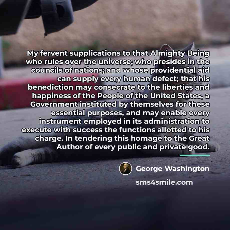 “My fervent supplications to that Almighty Being who rules over…” quote by George Washington