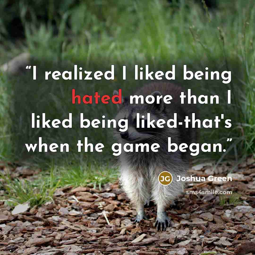 “I realized I liked being hated more than I liked being liked-that's when the game began.” quote by Joshua Green