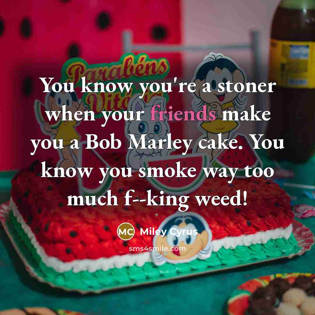 “You know you're a stoner when your friends make you…” quote by Miley Cyrus