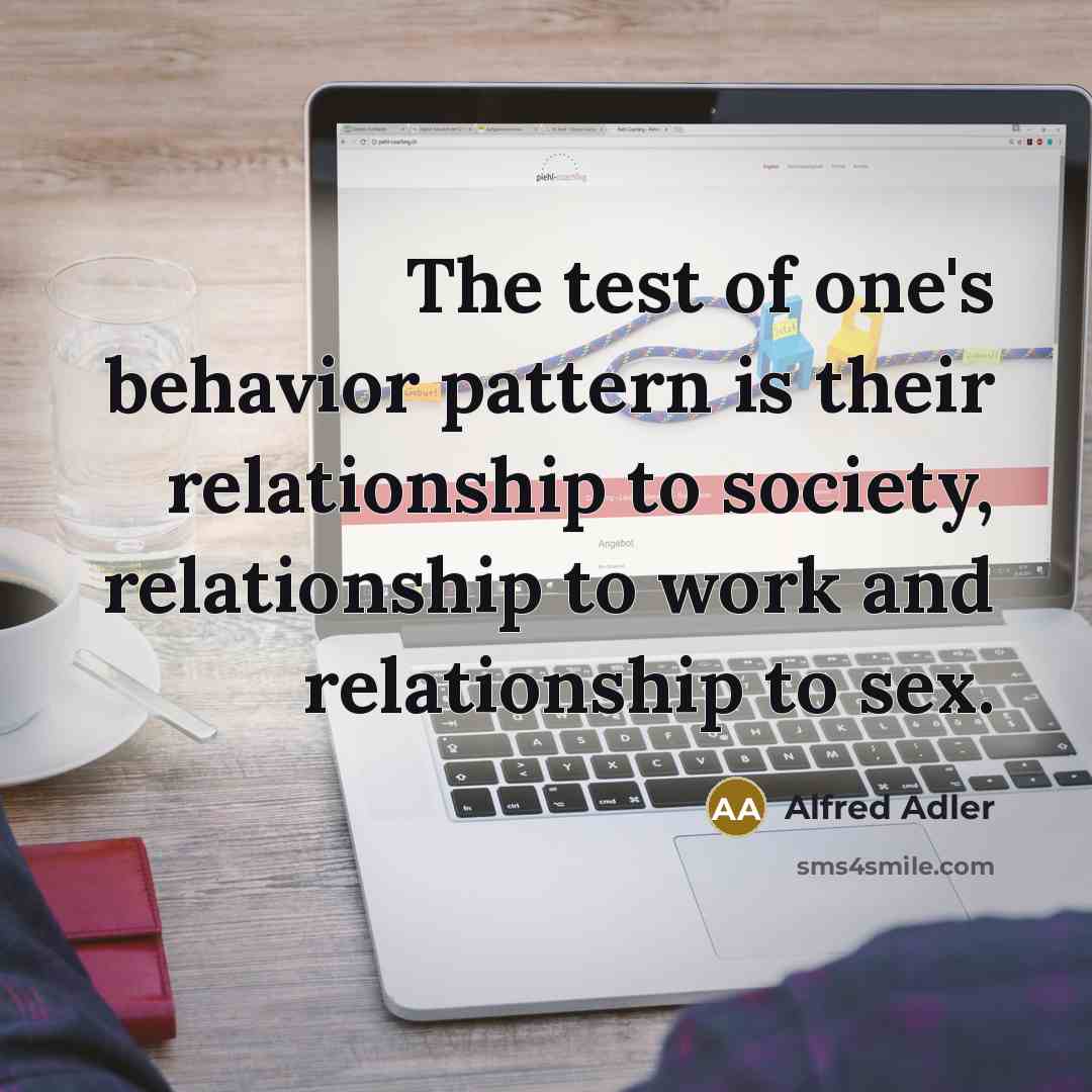 “The test of one's behavior pattern is their relationship to…” quote by Alfred Adler