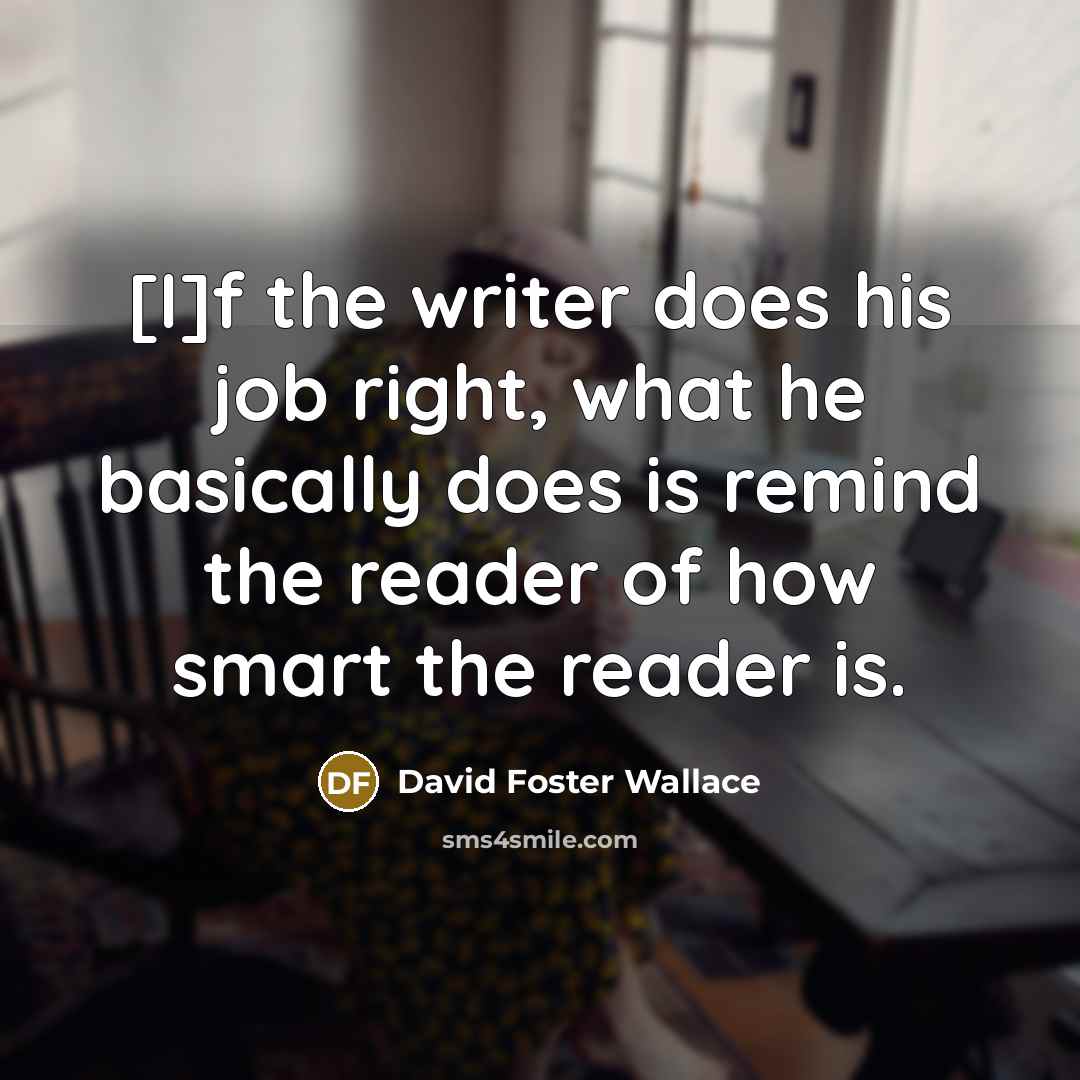 “[I]f the writer does his job right, what he basically…” quote by David Foster Wallace