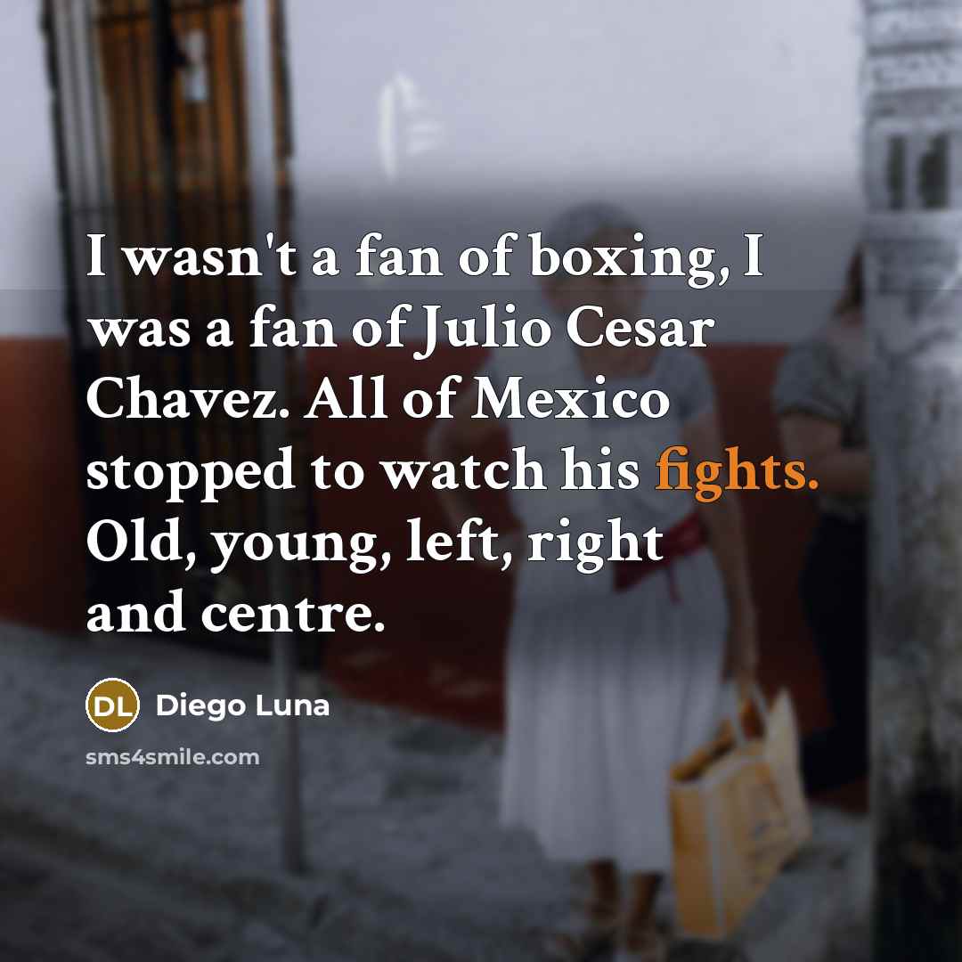 “I wasn't a fan of boxing, I was a fan…” quote by Diego Luna