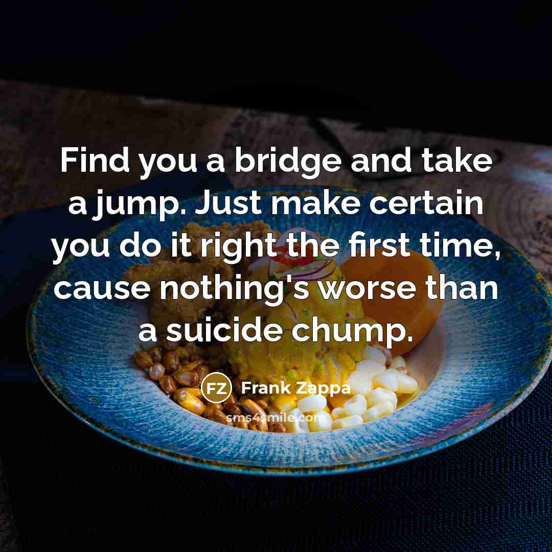 “Find you a bridge and take a jump. Just make…” quote by Frank Zappa