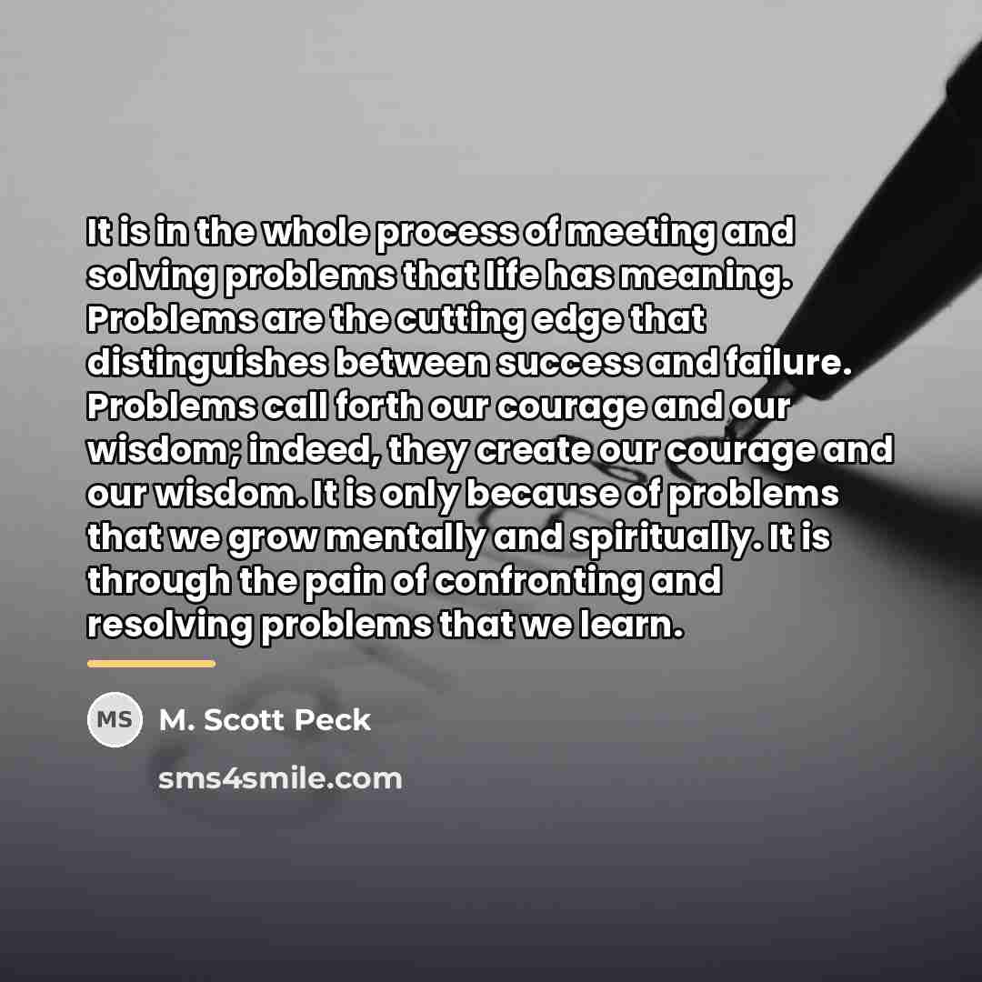 “It is in the whole process of meeting and solving…” quote by M. Scott Peck