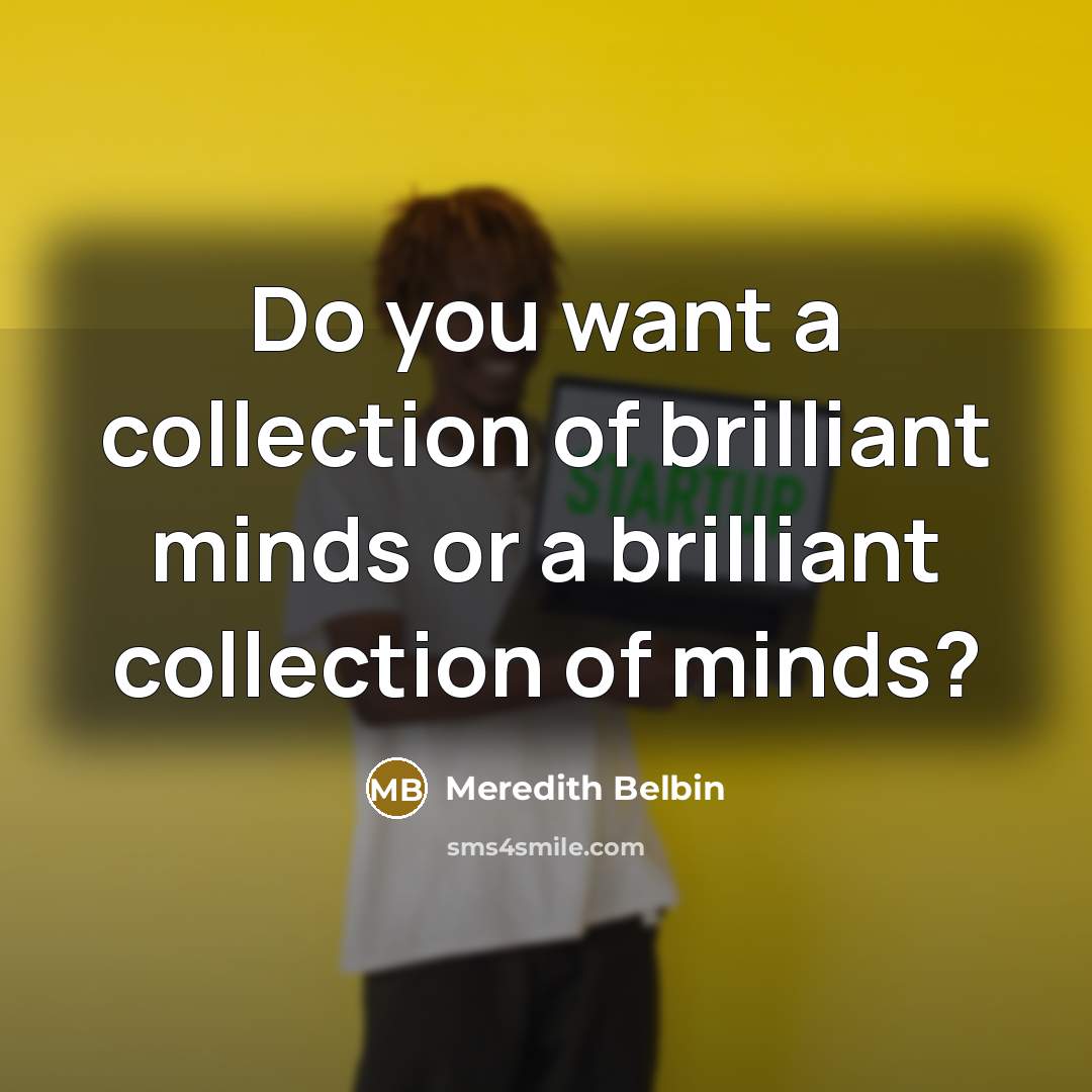 “Do you want a collection of brilliant minds or a…” quote by Meredith Belbin