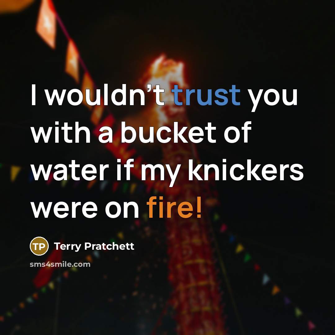 “I wouldn't trust you with a bucket of water if…” quote by Terry Pratchett
