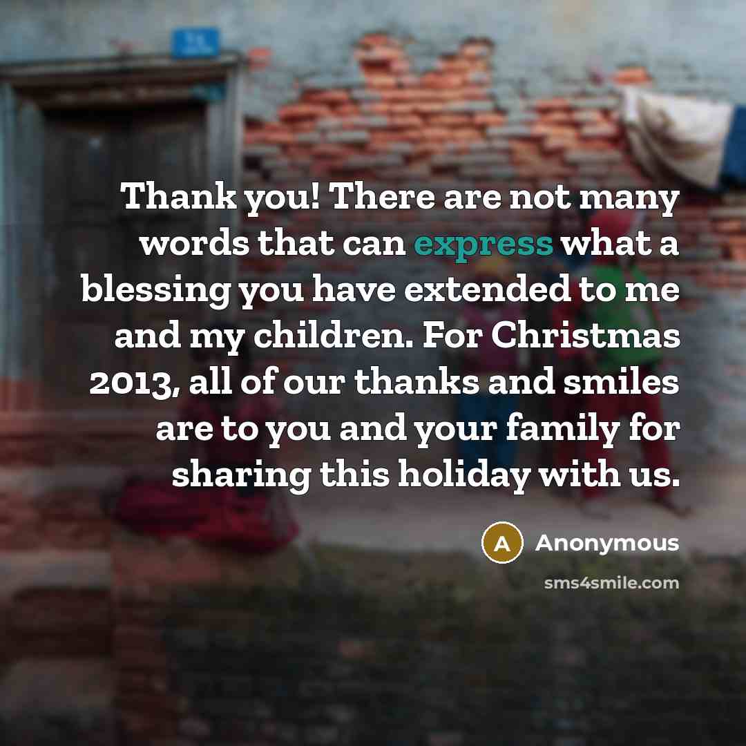 “Thank you! There are not many words that can express…” quote by Anonymous