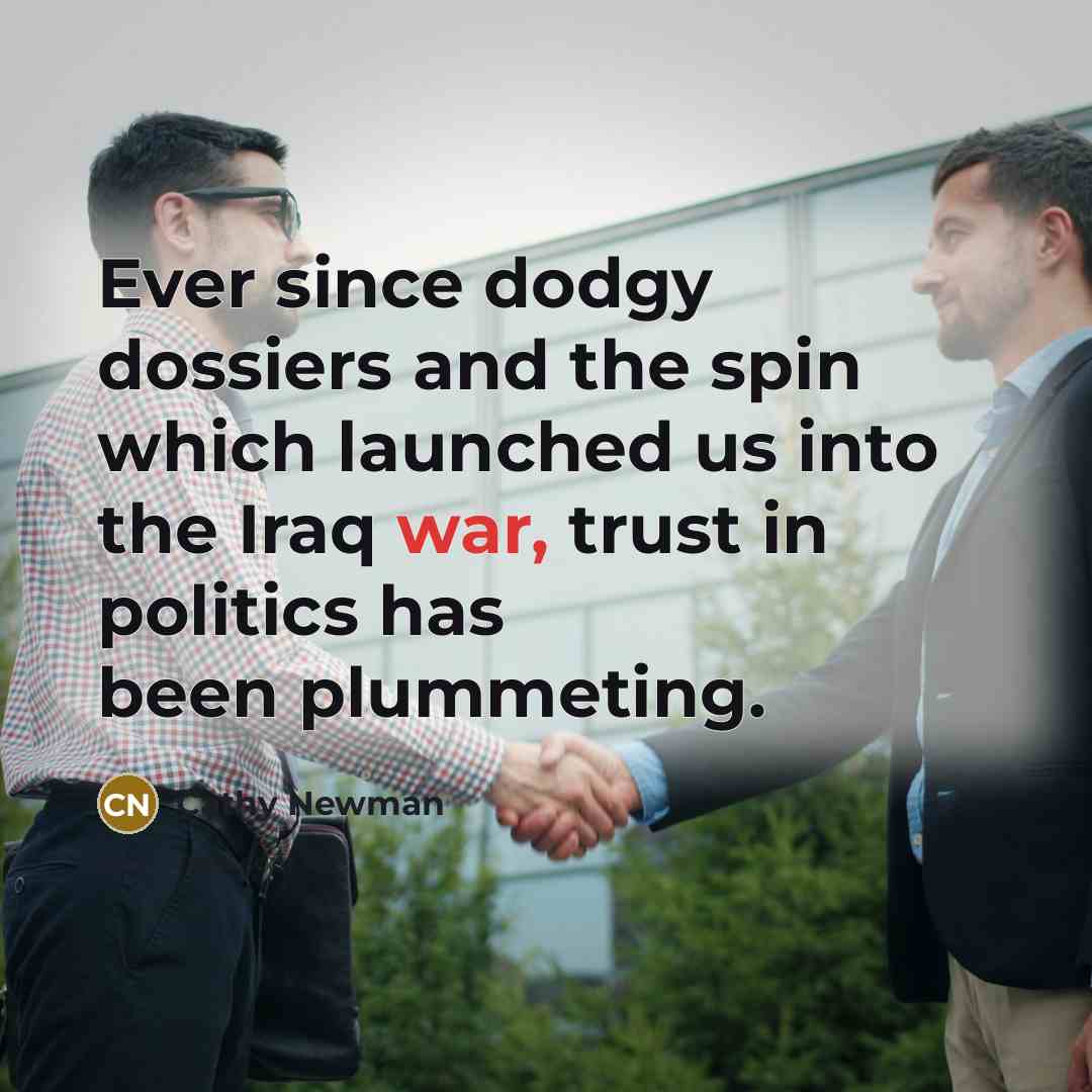 “Ever since dodgy dossiers and the spin which launched us…” quote by Cathy Newman