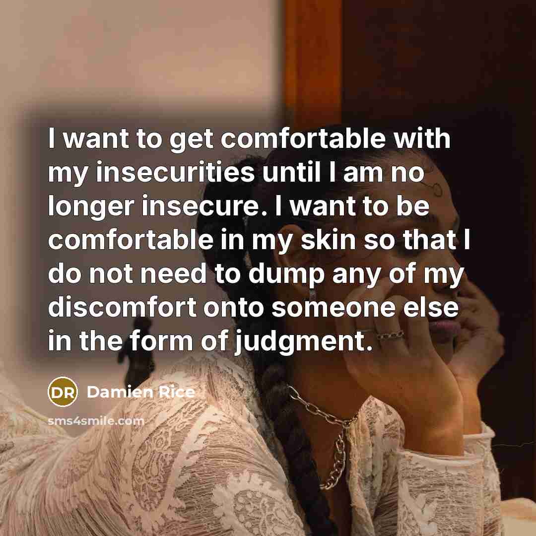 “I want to get comfortable with my insecurities until I…” quote by Damien Rice