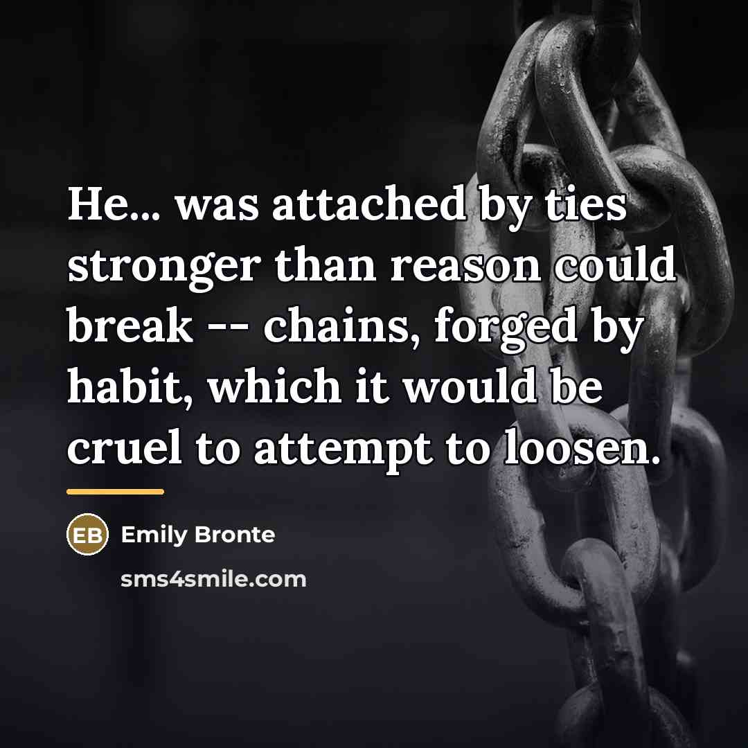 “He... was attached by ties stronger than reason could break…” quote by Emily Bronte