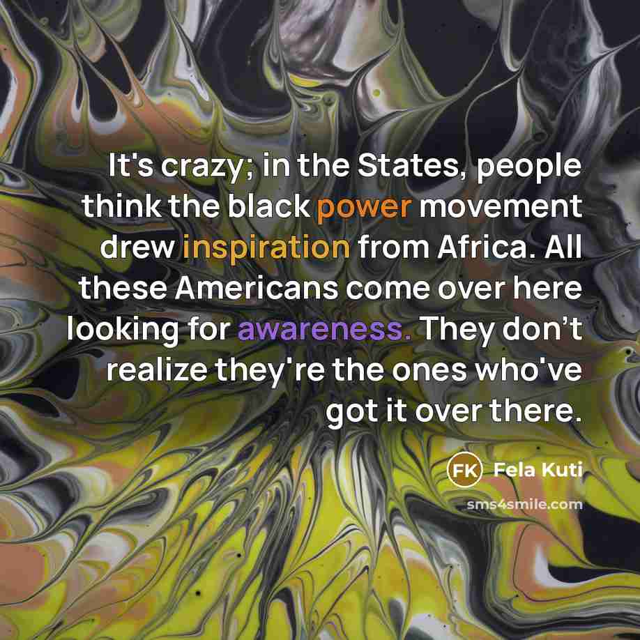 “It's crazy; in the States, people think the black power…” quote by Fela Kuti