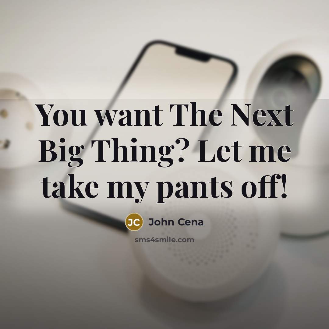 “You want The Next Big Thing? Let me take my pants off!” quote by John Cena