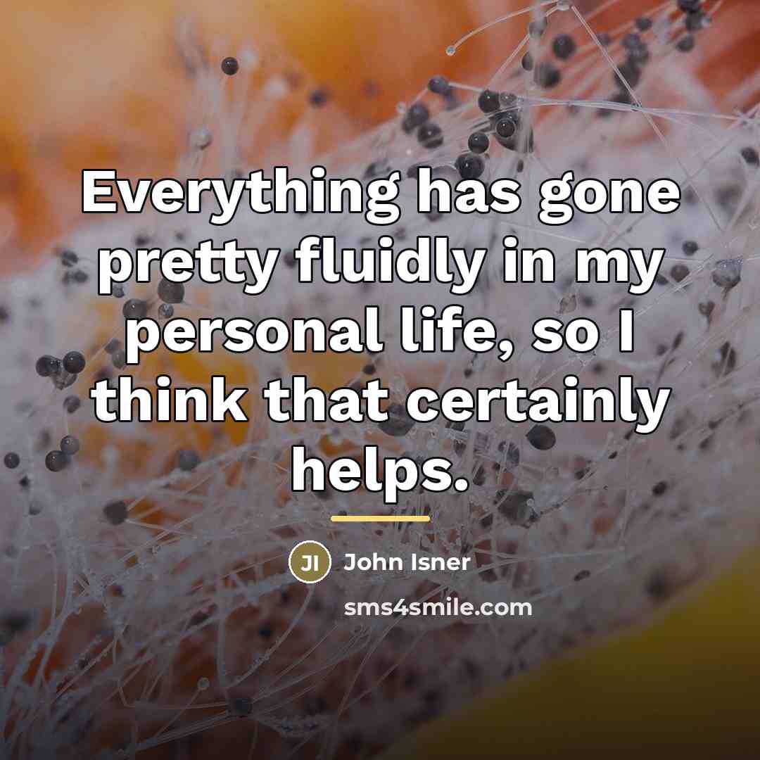 “Everything has gone pretty fluidly in my personal life, so…” quote by John Isner