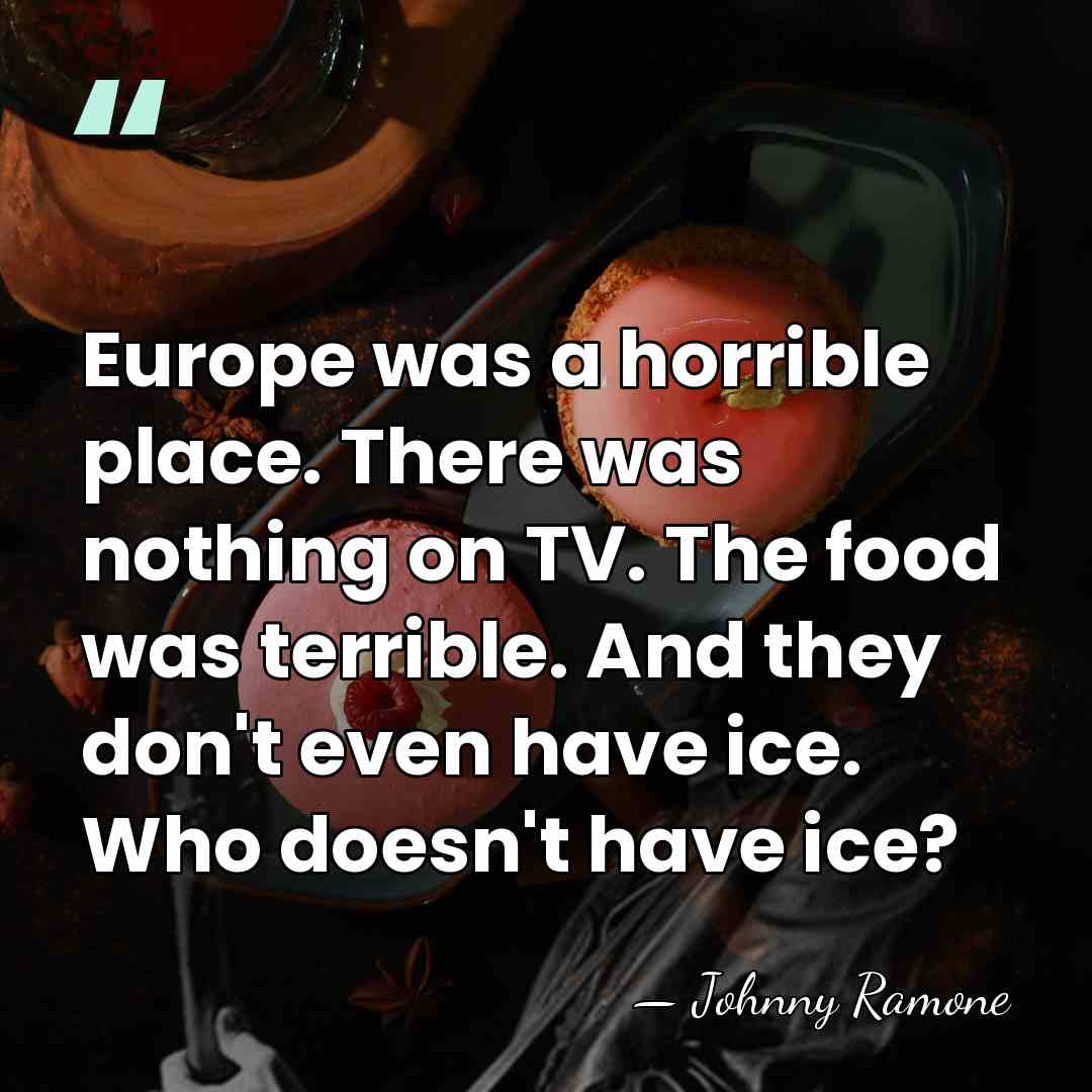 Europe was a horrible place. There was nothing on TV. The food&hellip; - Johnny Ramone