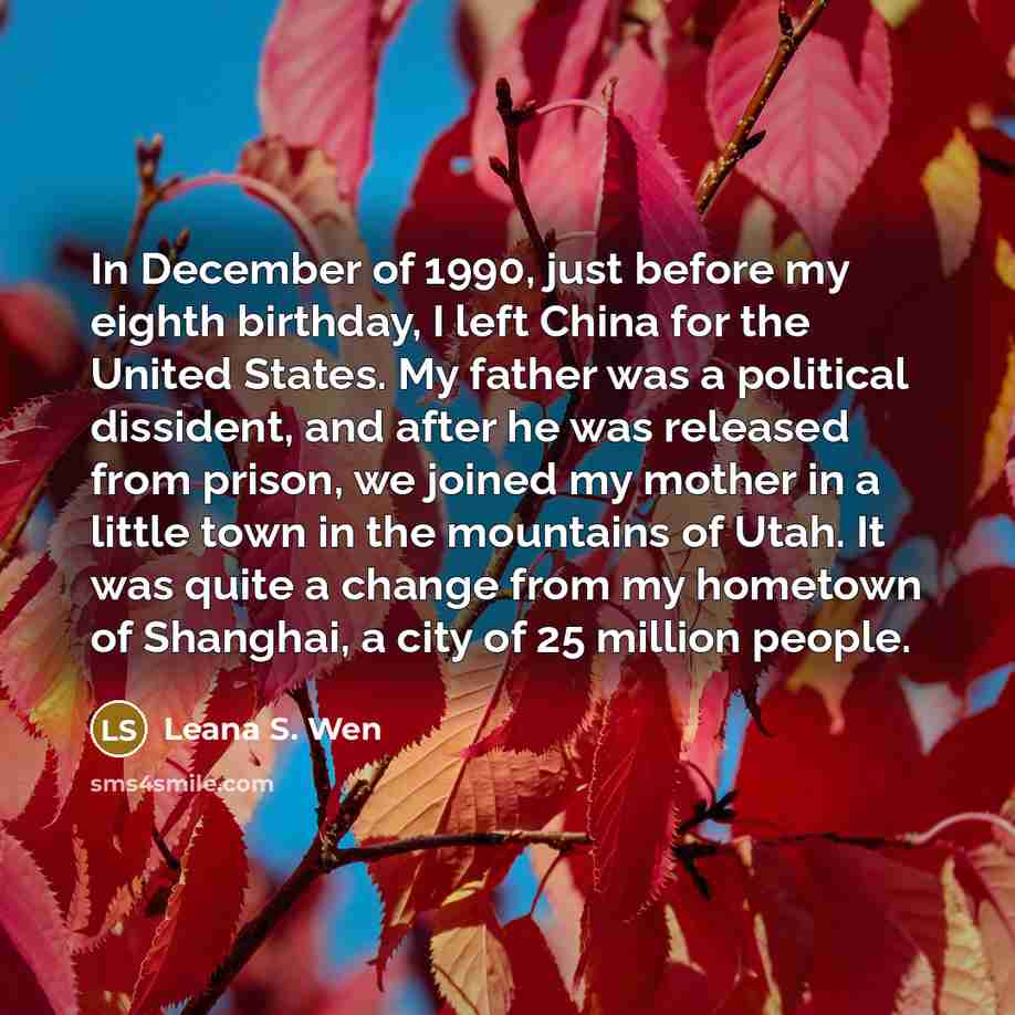 “In December of 1990, just before my eighth birthday, I…” quote by Leana S. Wen