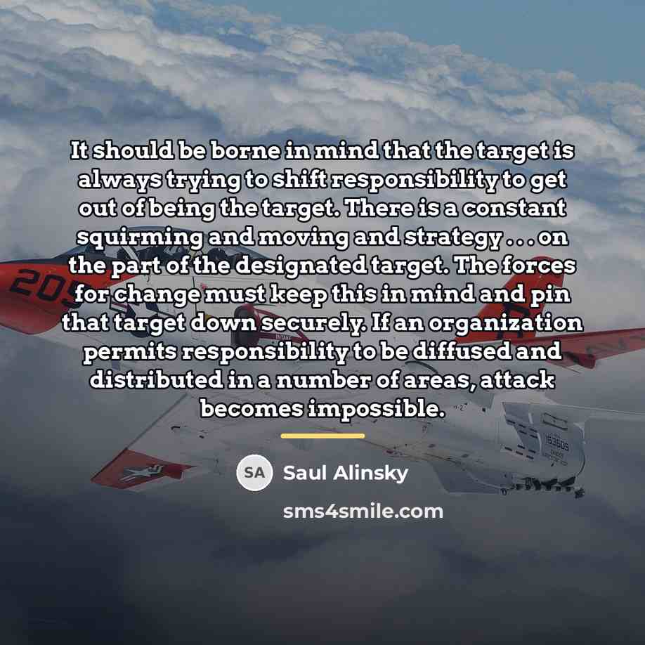 “It should be borne in mind that the target is…” quote by Saul Alinsky