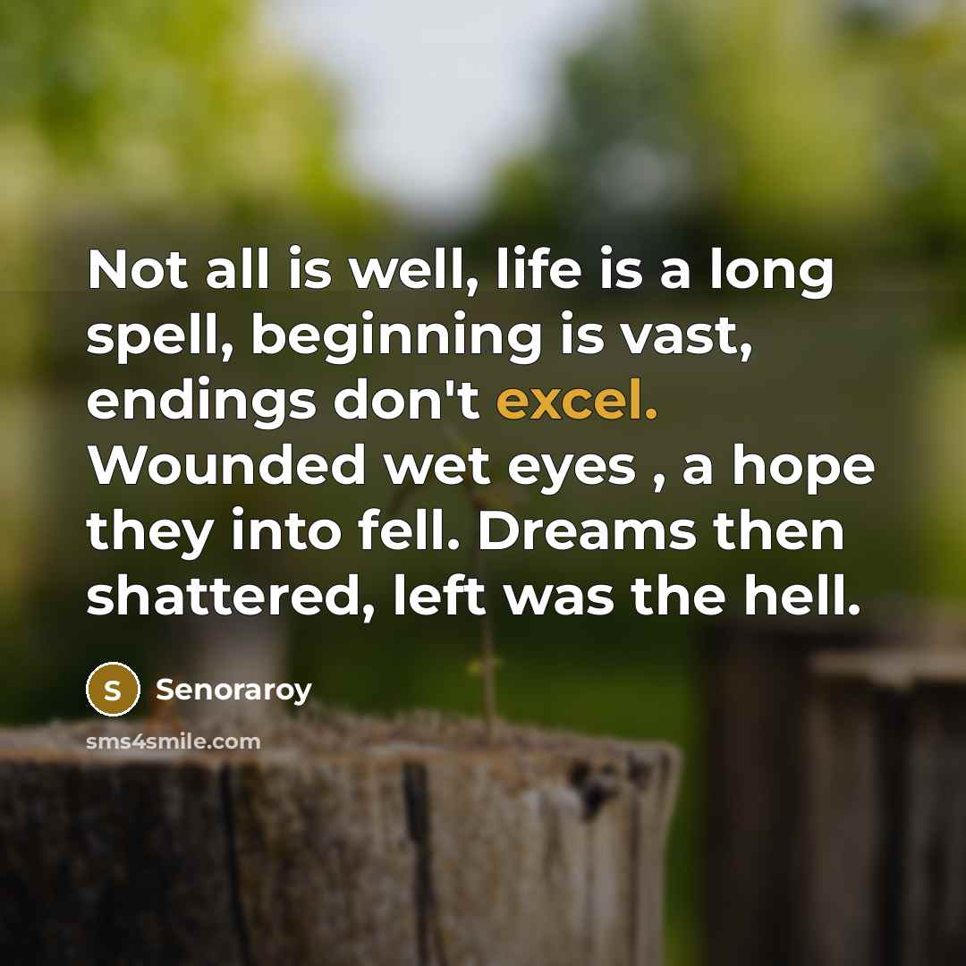 “Not all is well, life is a long spell, beginning…” quote by Senoraroy