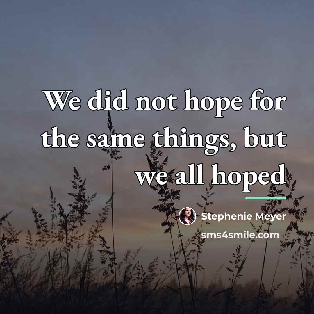 “We did not hope for the same things, but we…” quote by Stephenie Meyer