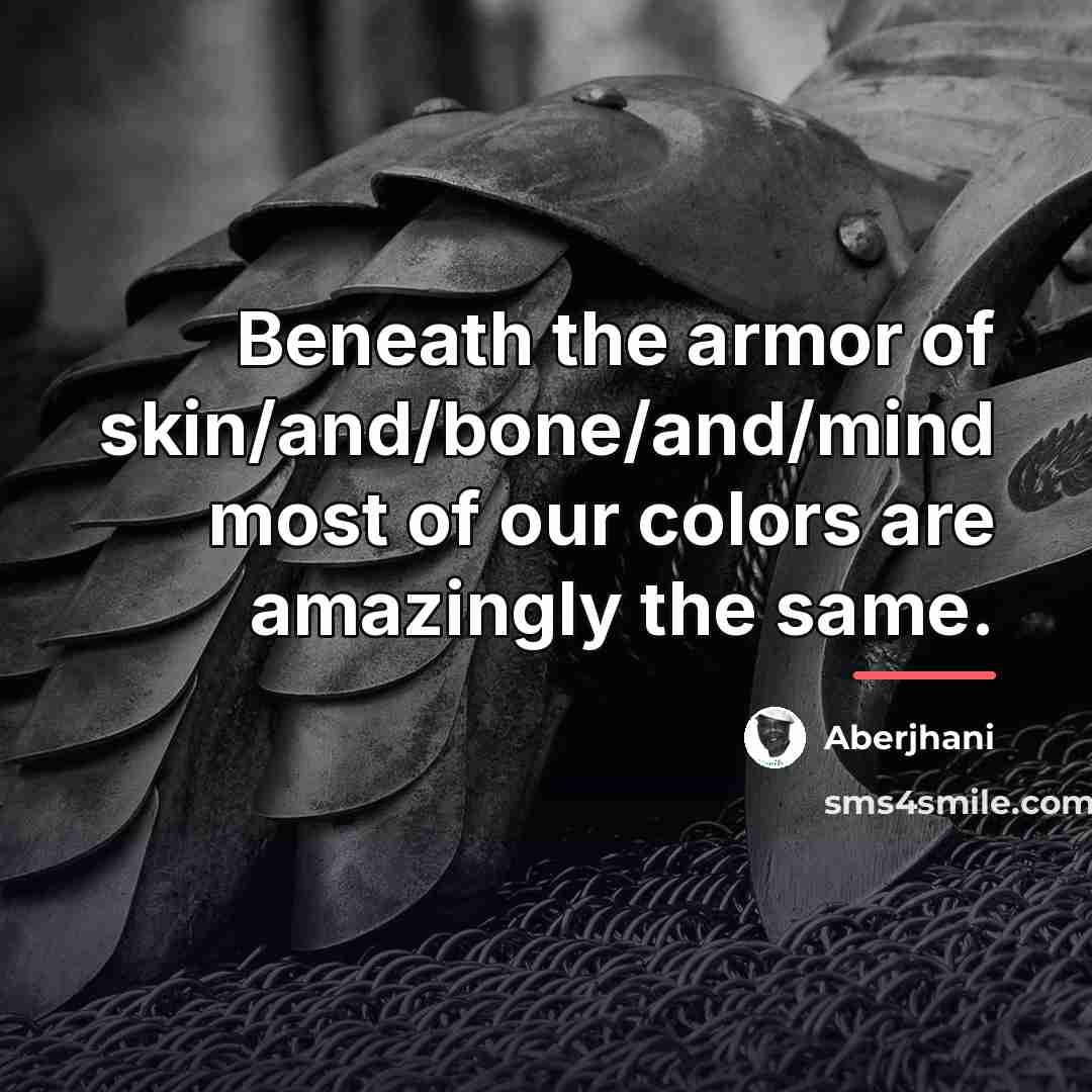 “Beneath the armor of skin/and/bone/and/mind most of our colors are…” quote by Aberjhani