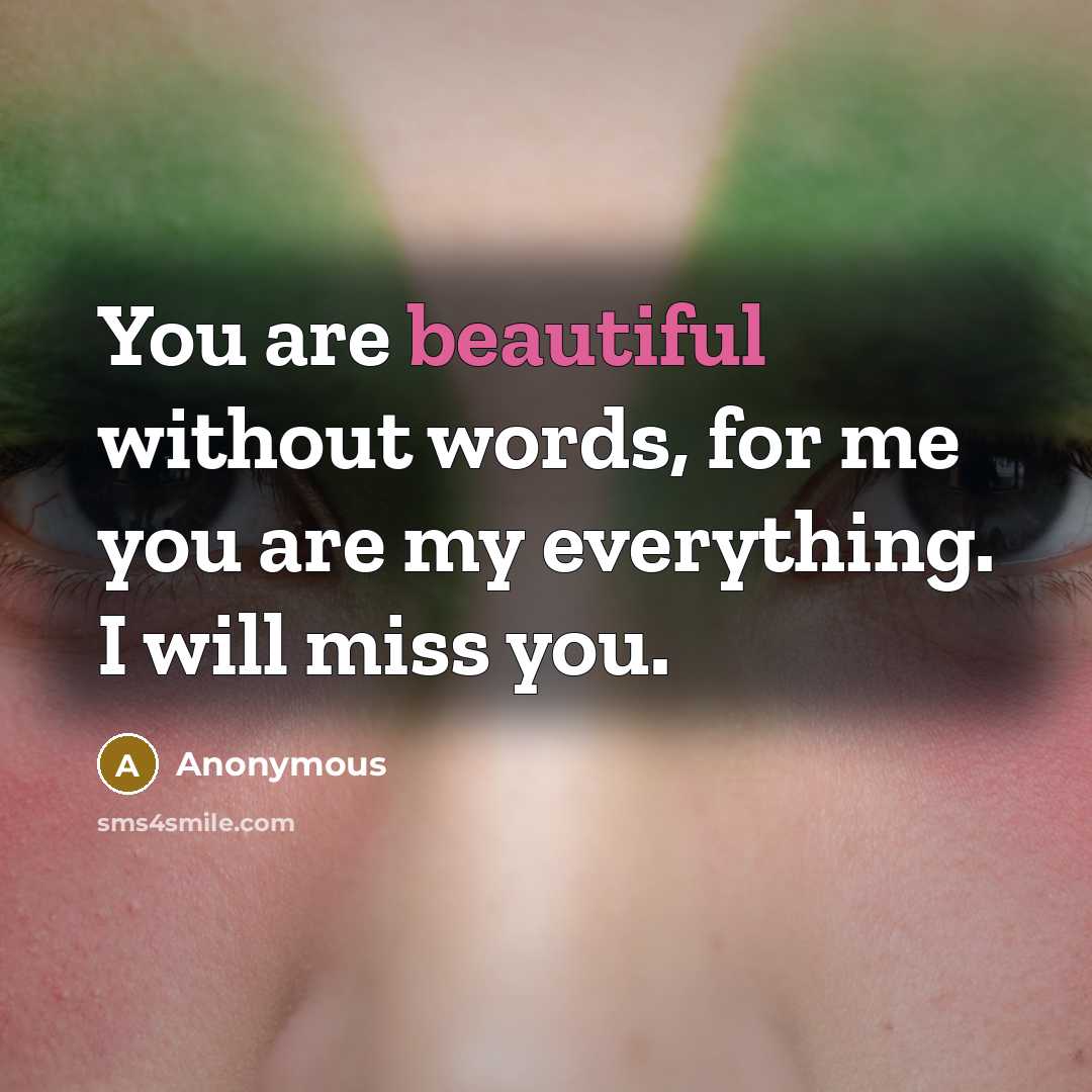 “You are beautiful without words, for me you are my…” quote by Anonymous
