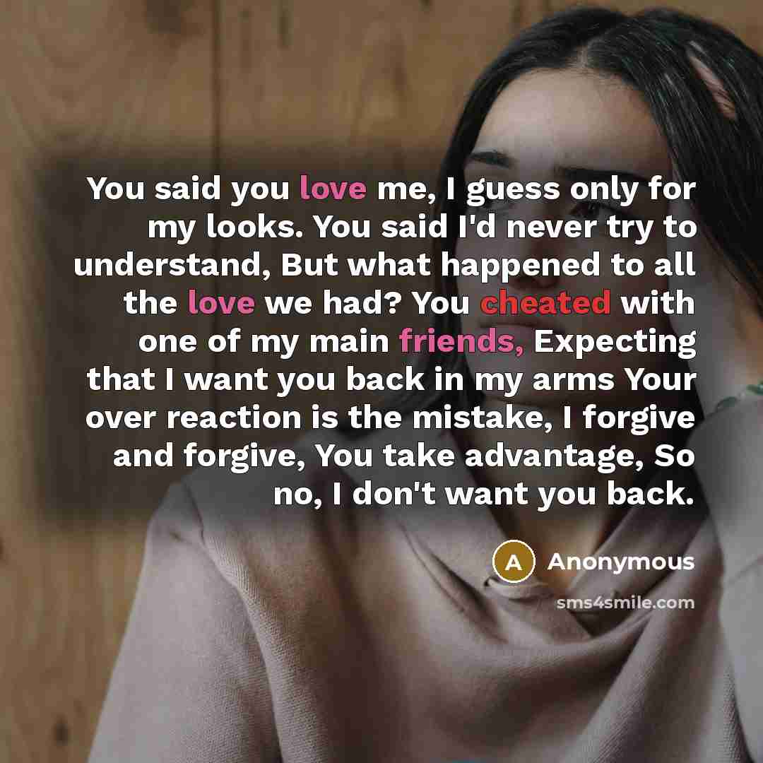 “You said you love me, I guess only for my…” quote by Anonymous