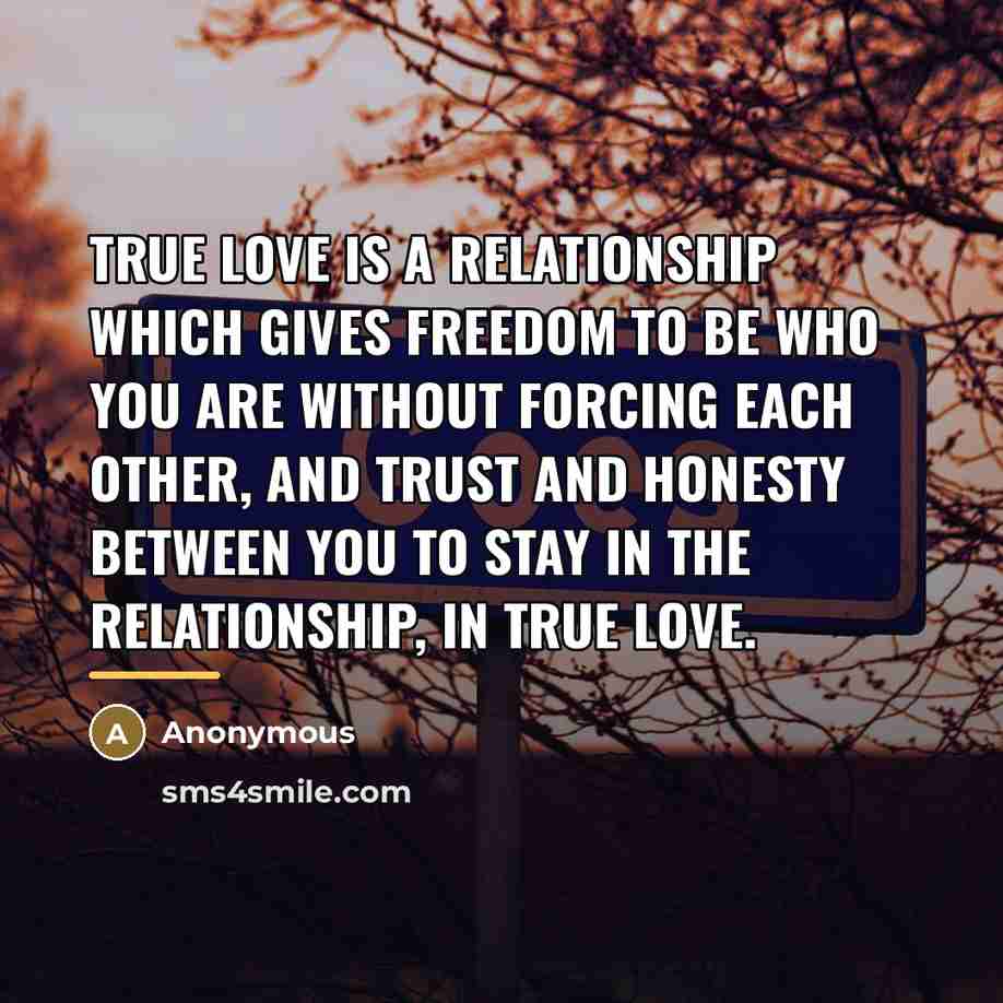 “True love is a relationship which gives freedom to be…” quote by Anonymous