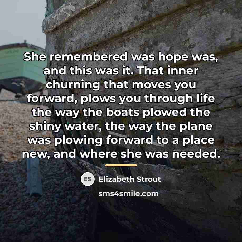 “She remembered was hope was, and this was it. That…” quote by Elizabeth Strout