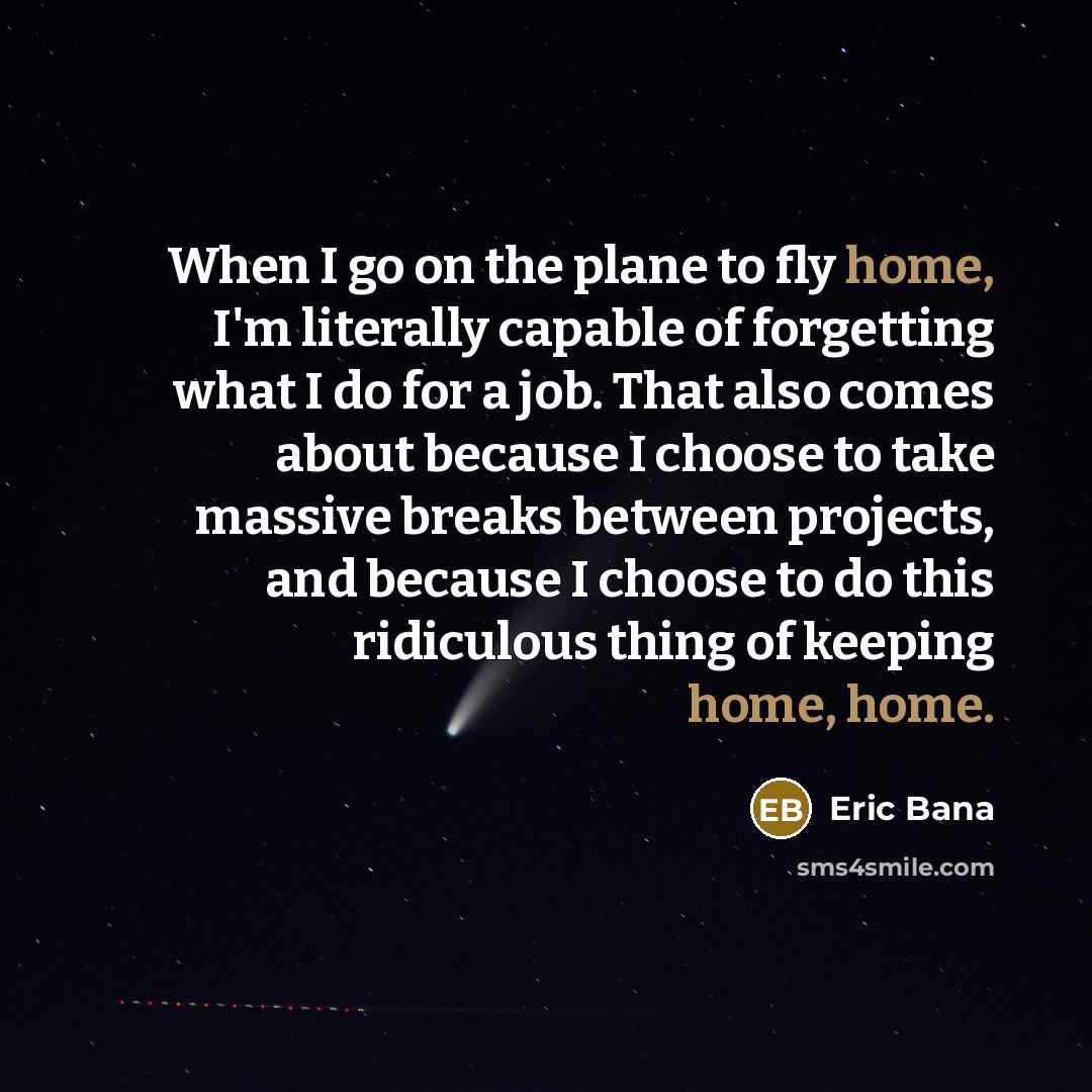 “When I go on the plane to fly home, I'm…” quote by Eric Bana