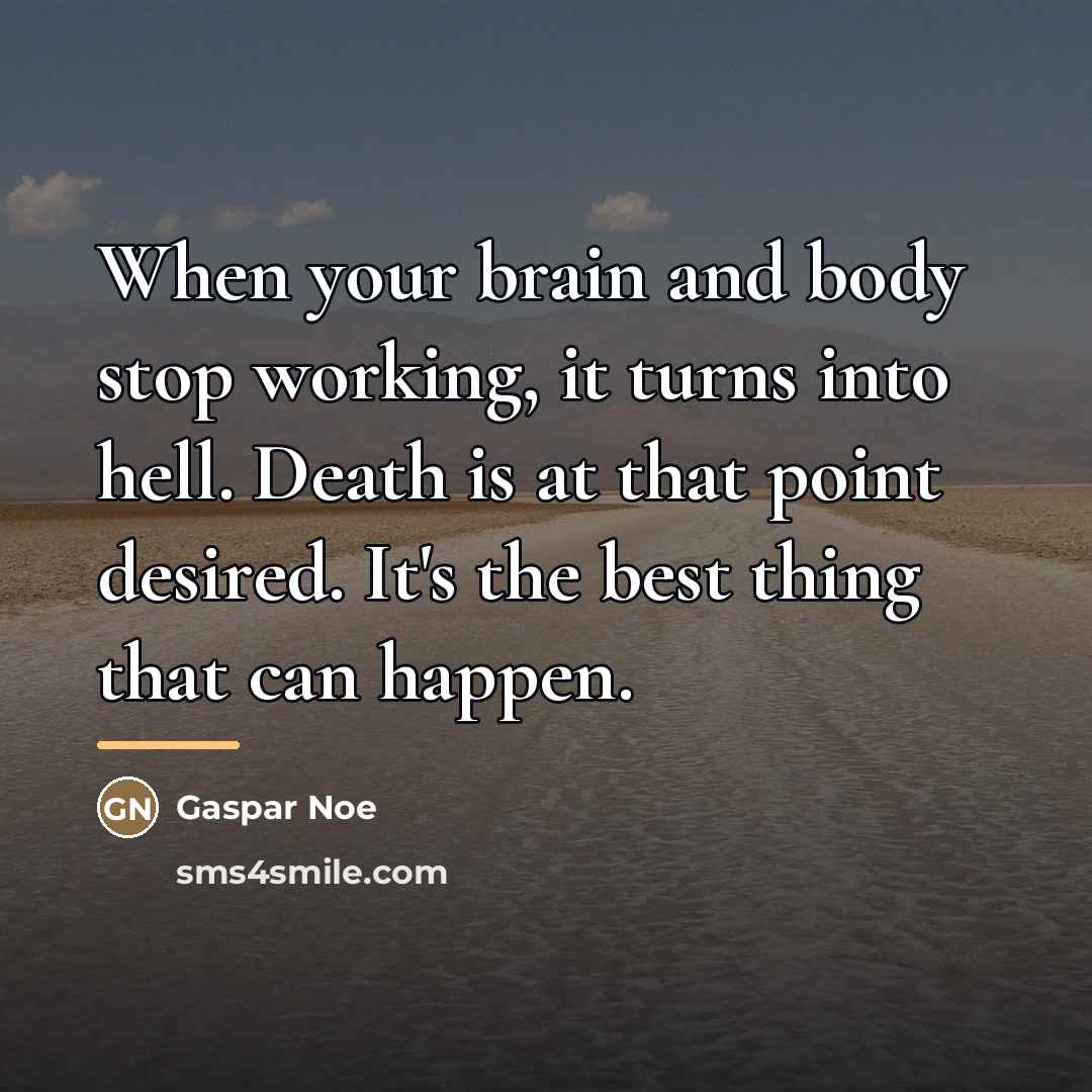 “When your brain and body stop working, it turns into…” quote by Gaspar Noe