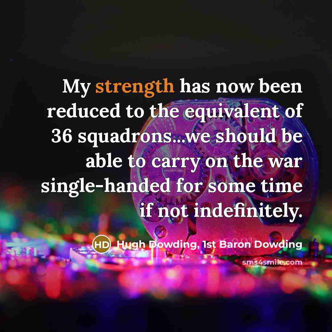 “My strength has now been reduced to the equivalent of…” quote by Hugh Dowding, 1st Baron Dowding